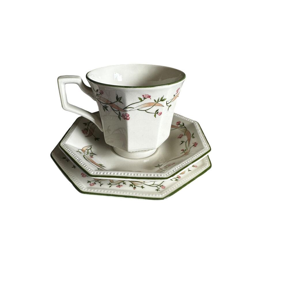 Johnson Brothers VINTAGE china Eternal Beau 3pc. Teacup, Saucer & Side Dish Set